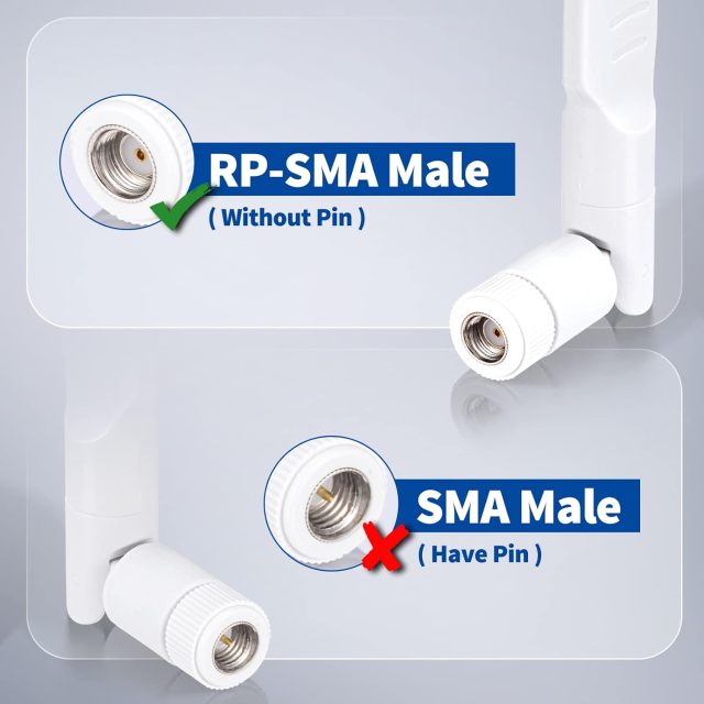 Bingfu Dual Band WiFi 2.4GHz 5GHz 5.8GHz 8dBi MIMO RP-SMA Male White Antenna (2-Pack) for WiFi Router Wireless Network Card USB Adapter Security IP Camera Video Surveillance Monitor