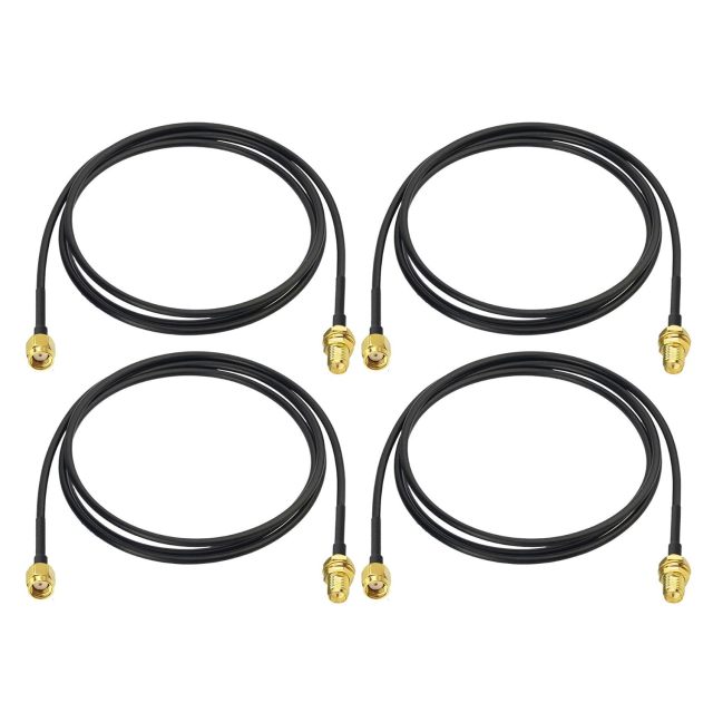 Bingfu WiFi Antenna Extension Cable 4-Pack RP-SMA Male to RP-SMA Female Bulkhead Mount RG174 Coaxial Cable 1m 3 feet for WiFi Router Security Camera Wireless Mini PCI Express PCIE Network Card Adapter