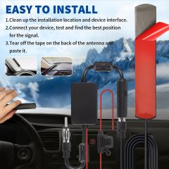 Bingfu Car Antenna Car Stereo FM AM Radio Antenna Signal Booster Amplifier Amp,12V Power Supply DIN Plug Connector Adapter for Vehicle Truck SUV Car Audio Radio Stereo Media Head Unit Receiver