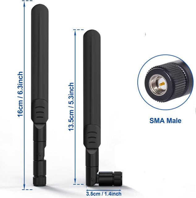 Bingfu Dual Band WiFi 2.4GHz 5GHz 5.8GHz 8dBi SMA Male Antenna (2-Pack) for Wireless Vedio Security IP Camera Recorder Surveillance Recorder Truck Trailer Rear View Backup Camera Reversing Monitor