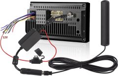 Bingfu Car Antenna Car Stereo FM AM Radio Antenna Signal Booster Amplifier Amp,12V Power Supply DIN Plug Connector Adapter for Vehicle Truck SUV Car Audio Radio Stereo Media Head Unit Receiver