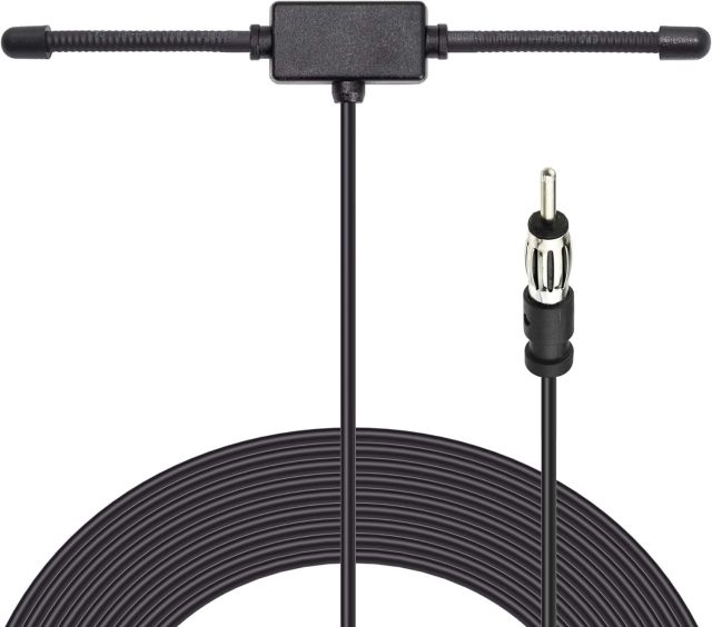 Bingfu Universal Car Stereo AM FM Dipole Antenna,Hidden Adhesive Mount AM FM Radio Antenna for Vehicle Car Truck SUV Radio Stereo Head Unit Receiver Tuner,10 feet Cable DIN Plug Connector