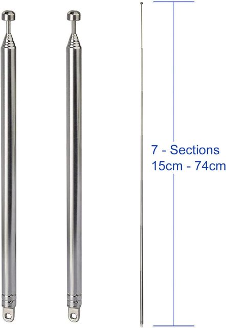 Bingfu 7 Sections Telescopic 74cm AM FM Antenna Portable Radio Antenna Replacement (4-Pack) Compatible with Indoor Portable Radio Home Stereo Receiver AV Audio Video Home Theater Receiver TV Tuner