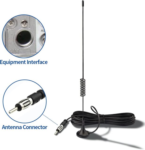 Bingfu Universal Car Stereo Antenna Car FM AM Radio Antenna Magnetic Base Car Radio Antenna Aerial for Vehicle Truck SUV Truck RV Marine Boat Car Stereo Audio Radio Head Unit CD Media Receiver Player