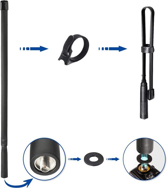 Bingfu Foldable CS Tactical SMA Female Ham Radio Antenna 2-Pack Dual Band VHF UHF 136-520MHz 18.5 inch Antenna for  Baofeng BF-F8HP UV-5R UV-82 BF-888S GT-3 Ham Two Way Radio Walkie Talkie