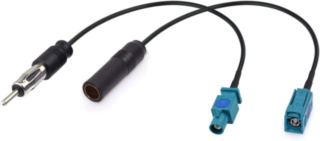 Bingfu Universal Vehicle Car Stereo FM AM Radio Antenna Adapter Cable (2-Pack) Fakra Z Male Female to DIN Plug Connector Cable for Car Stereo Audio HD Radio Head Unit CD Media Player Receiver