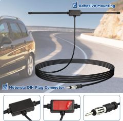 Bingfu Car Antenna Car FM AM Radio Dipole Antenna Adhesive Mount Car Stereo Antenna for Vehicle Truck SUV Car Radio Stereo in Dash Head Unit CD Media Receiver Player Audio Radio Marine Boat Radio
