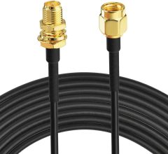 BINGFU WiFi Antenna Extension Cable 50 feet RP-SMA Male to RP-SMA Female Bulkhead Mount Double Shielded Low Loss -100 Cable for WiFi Wireless Router Hotspot Security IP Camera