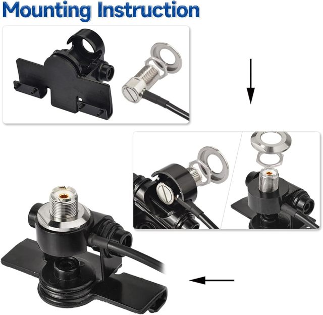 Bingfu High Gain 62inch Mobile Ham Radio Antenna VHF UHF Dual Band 144 430MHz Lip Mount Anti-Rust Antennas PL259 Male 16.5Ft RG58 Cable Vehicle Car Truck Amateur Radio Two Way Radio Antennae