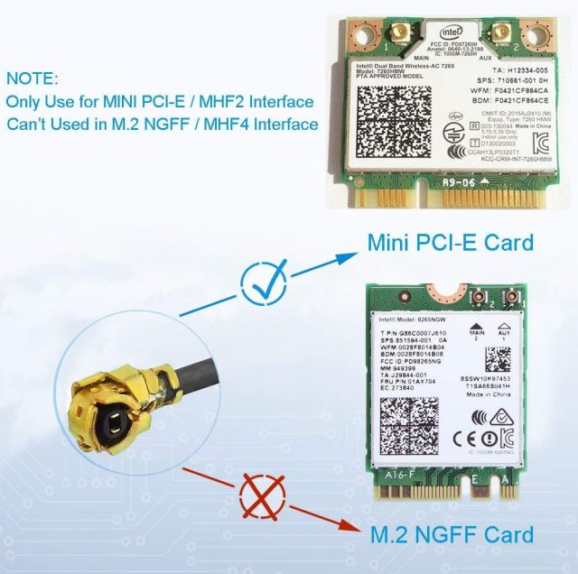 Bingfu Dual Band WiFi 2.4GHz 5GHz 5.8GHz 6dBi RP-SMA Male Antenna 15cm 6 inch U.FL IPX IPEX to RP-SMA Female Pigtail Cable 2-Pack for WiFi Router Wireless Mini PCI Express PCIE Network Card Adapter