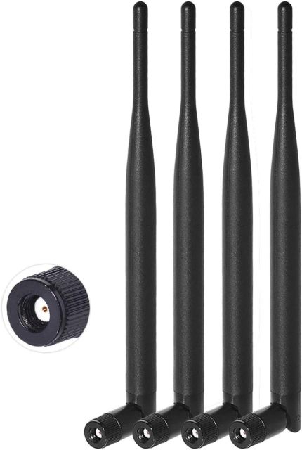 Bingfu Dual Band WiFi 2.4GHz 5GHz 5.8GHz 6dBi MIMO RP-SMA Male Antenna (4-Pack) for WiFi Router Wireless Network Card USB Adapter Security IP Camera Video Surveillance Monitor