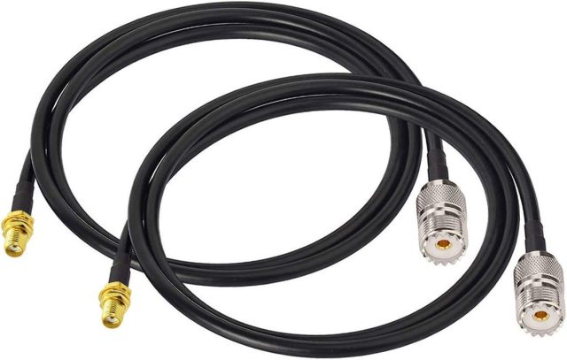 Bingfu Ham Radio Antenna Adapter SMA Female to UHF SO239 Female RG58 Coaxial Jumper Cable 1m 3 feet (2-Pack) for Handheld Ham Two Way Radio Walkie Talkie Baofeng BF-F8HP UV-5R UV-82 BF-888S