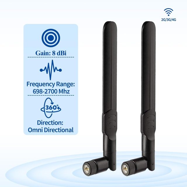 Bingfu 4G LTE 8dBi SMA Male Antenna (2-Pack) Compatible with 4G LTE Wireless CPE Router Hotspot Cellular Gateway Trail Camera Game Camera Outdoor Security Camera
