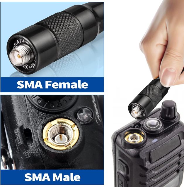 Bingfu Dual Band VHF UHF 136-174MHz 400-470MHz Ham Radio Antenna Two Way Radio Antenna Walkie Talkie Flexible Whip Antenna SMA Female for Wouxun Baofeng Radios BF-F8HP UV-5R UV-82 BF-888S