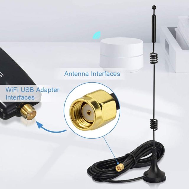Bingfu Dual Band WiFi 2.4GHz 5GHz 5.8GHz 9dBi Magnetic Base MIMO RP-SMA Male Antenna 2-Pack for WiFi Router Wireless Network Card USB Adapter Security IP Camera