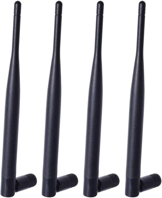 Bingfu Dual Band WiFi 2.4GHz 5GHz 5.8GHz 6dBi MIMO RP-SMA Male Antenna (4-Pack) for WiFi Router Wireless Network Card USB Adapter Security IP Camera Video Surveillance Monitor