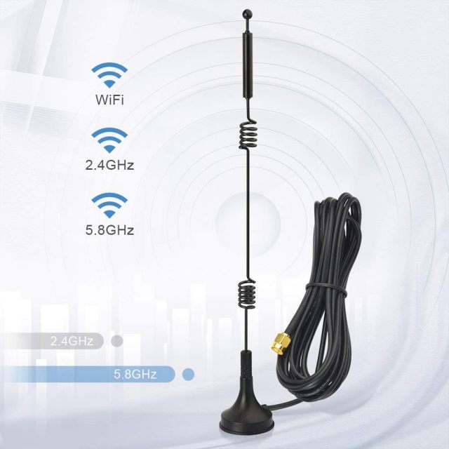 Bingfu Dual Band WiFi 2.4GHz 5GHz 5.8GHz 9dBi Magnetic Base MIMO RP-SMA Male Antenna 2-Pack for WiFi Router Wireless Network Card USB Adapter Security IP Camera