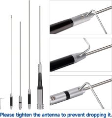Bingfu Mobile Ham Radio High Gain Antenna Dual Band VHF UHF 144 430MHz Anti-Rust 62inch Antennae PL259 Male Vehicle Car Truck Amateur Radio Two Way Radio Antennas
