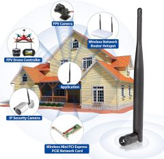 Bingfu Dual Band WiFi 2.4GHz 5GHz 5.8GHz 6dBi MIMO RP-SMA Male Antenna (4-Pack) for WiFi Router Wireless Network Card USB Adapter Security IP Camera Video Surveillance Monitor