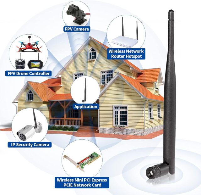 Bingfu Dual Band WiFi 2.4GHz 5GHz 5.8GHz 6dBi MIMO RP-SMA Male Antenna (4-Pack) for WiFi Router Wireless Network Card USB Adapter Security IP Camera Video Surveillance Monitor