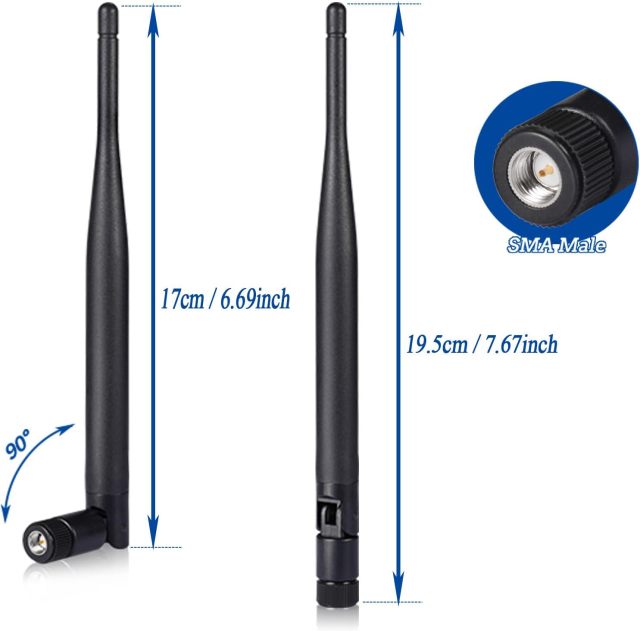 Bingfu 4G LTE Antenna Cellular 6dBi SMA Male Antenna (2-Pack) Compatible with 4G LTE Wireless CPE Router Hotspot Cellular Gateway Industrial IoT Router Trail Camera Game Camera Outdoor Security Camera