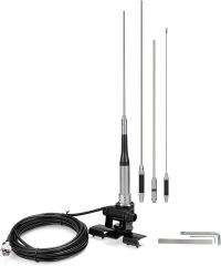 Bingfu High Gain 62inch Mobile Ham Radio Antenna VHF UHF Dual Band 144 430MHz Lip Mount Anti-Rust Antennas PL259 Male 16.5Ft RG58 Cable Vehicle Car Truck Amateur Radio Two Way Radio Antennae