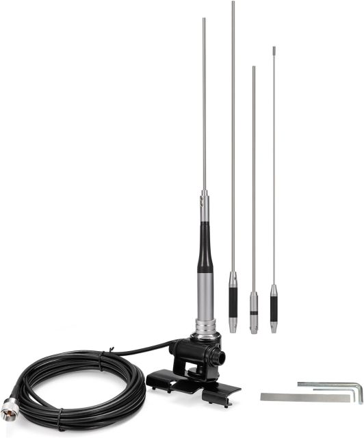 Bingfu High Gain 62inch Mobile Ham Radio Antenna VHF UHF Dual Band 144 430MHz Lip Mount Anti-Rust Antennas PL259 Male 16.5Ft RG58 Cable Vehicle Car Truck Amateur Radio Two Way Radio Antennae