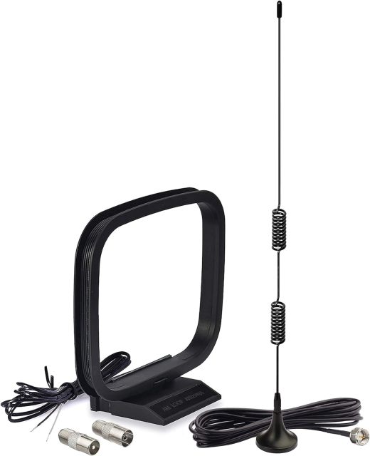Bingfu Magnetic Base FM Radio Antenna FM Antenna and AM Loop Antenna for Pioneer Onkyo Yamaha Marantz Indoor Digital HD Radio FM Bluetooth Home Stereo Receiver AV Audio Video Home Theater Receiver