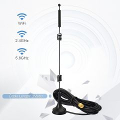 Bingfu Dual Band WiFi 2.4GHz 5GHz 5.8GHz 9dBi Magnetic Base SMA Male Antenna for Wireless Vedio Security Camera Surveillance Recorder Vehicle Truck Trailer Rear View Backup Camera Reversing Monitor