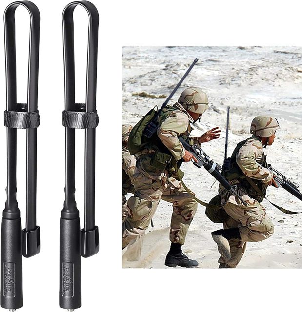 Bingfu Foldable CS Tactical SMA Female Ham Radio Antenna 2-Pack Dual Band VHF UHF 136-520MHz 18.5 inch Antenna for  Baofeng BF-F8HP UV-5R UV-82 BF-888S GT-3 Ham Two Way Radio Walkie Talkie
