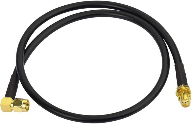 BINGFU Ham Radio Antenna Extension Cable SMA Male Right Angle to SMA Female RG58 Coaxial Cable 60cm 2 feet for Ham Radio BaoFeng Wouxun Icom Yaesu Vertex Standard Horizon Marine VHF Radio