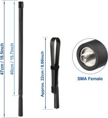 Bingfu Dual Band VHF UHF 136-520MHz 18.5 inch Foldable CS Tactical SMA Female Ham Radio Antenna for  Wouxun Baofeng BF-F8HP UV-5R UV-82 BF-888S GT-3 Handheld Ham Two Way Radio Walkie Talkie