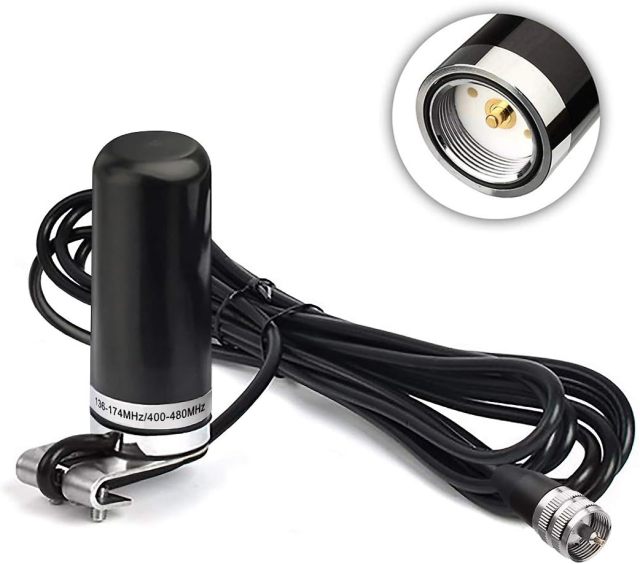 Bingfu Vehicle Ham Radio Mobile Radio Antenna Dual Band VHF UHF 136-174MHz 400-470MHz Amateur Radio Antenna Car Truck Lip Mount Fixed Bracket NMO Mount Low Profile Antenna with 5m 16.5 feet Cable
