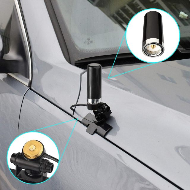 Bingfu Vehicle Ham Radio Mobile Radio Antenna VHF UHF 136-174MHz 400-470MHz Car Truck Amateur Radio NMO Mount Low Profile Antenna with Lip Mount Fixed Bracket PL259 Male 5m 16.5 feet RG58 Cable