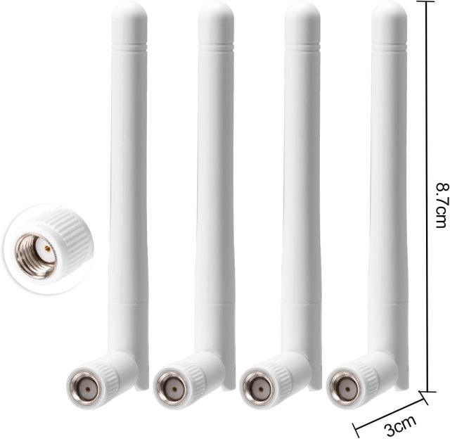 Bingfu External WiFi Antenna RP-SMA 2.4GHz 5GHz 5.8GHz 3dBi Dual Band Wireless Antennas Replacement (4-Pack) for WiFi Router Security IP Camera Access Point USB WiFi Adapter Antennae