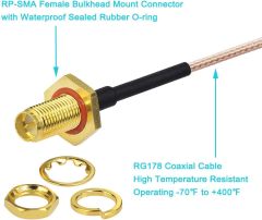 Bingfu Dual Band WiFi 2.4GHz 5GHz 5.8GHz 8dBi RP-SMA Male Antenna 30cm 12 inch RG178 U.FL IPX IPEX to RP-SMA Female Cable 2-Pack for WiFi Router Wireless Mini PCI Express PCIE Network Card Adapter