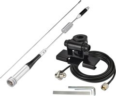 Bingfu Vehicle Ham Radio Mobile Radio Antenna VHF UHF 136-174MHz 400-470MHz Car Truck Amateur Radio Two Way Radio Antenna with Lip Mount Fixed Bracket PL259 Male 5m 16.5 feet RG58 Cable