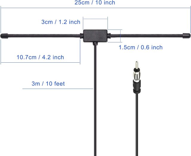 Bingfu Car Antenna Car FM AM Radio Dipole Antenna Adhesive Mount Car Stereo Antenna for Vehicle Truck SUV Car Radio Stereo in Dash Head Unit CD Media Receiver Player Audio Radio Marine Boat Radio