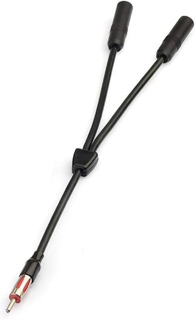 Bingfu Car Antenna Splitter Car FM AM Radio Antenna Adapter Splitter Cable,DIN 1 Male to 2 Female Connector Cable for Vehicle Truck SUV Car Audio Radio Stereo Head Unit Receiver Antenna