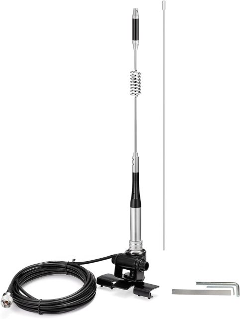 Bingfu Vehicle Ham Radio Mobile Radio Antenna VHF UHF 136-174MHz 400-470MHz Car Truck Amateur Radio Two Way Radio Antenna with Lip Mount Fixed Bracket PL259 Male 5m 16.5 feet RG58 Cable