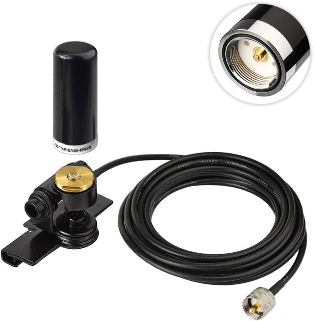 Bingfu Vehicle Ham Radio Mobile Radio Antenna VHF UHF 136-174MHz 400-470MHz Car Truck Amateur Radio NMO Mount Low Profile Antenna with Lip Mount Fixed Bracket PL259 Male 5m 16.5 feet RG58 Cable