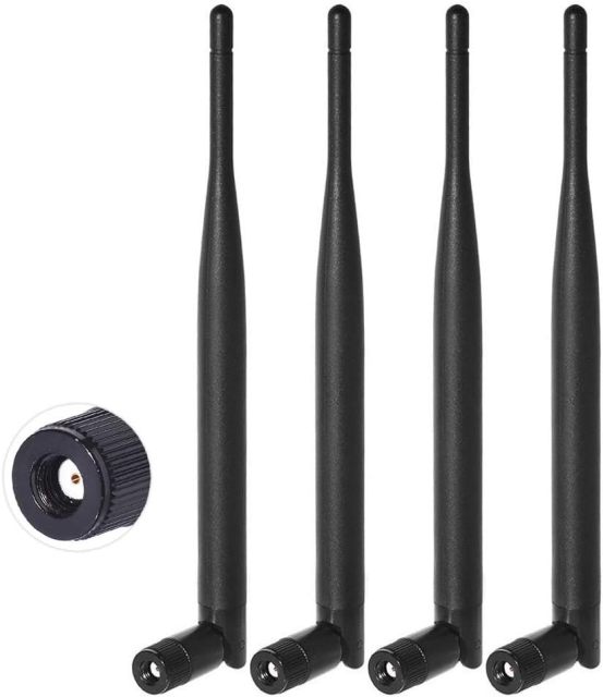 Bingfu Dual Band WiFi 2.4GHz 5GHz 5.8GHz 6dBi MIMO RP-SMA Male Antenna (4-Pack) for WiFi Router Wireless Network Card USB Adapter Security IP Camera Video Surveillance Monitor