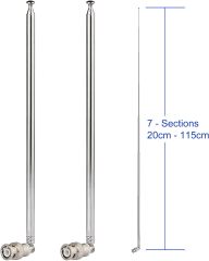 Bingfu Police Radio Scanner Antenna 20-1300MHz 7 Section Telescopic BNC Male Antenna 2-Pack Ham Radio Handheld CB Radio Antenna for Uniden Whistler Police Radio Scanner Two Way Radio Frequency Counter