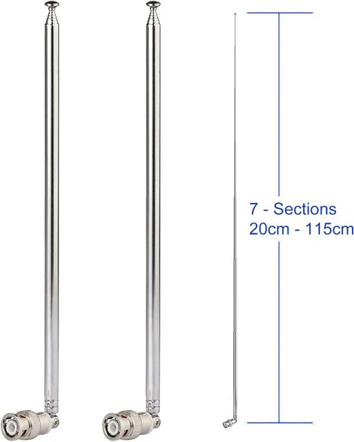 Bingfu Police Radio Scanner Antenna 20-1300MHz 7 Section Telescopic BNC Male Antenna 2-Pack Ham Radio Handheld CB Radio Antenna for Uniden Whistler Police Radio Scanner Two Way Radio Frequency Counter