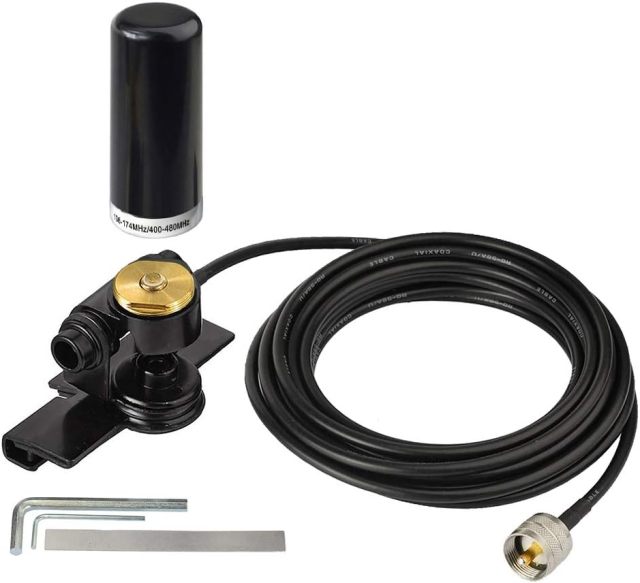 Bingfu Vehicle Ham Radio Mobile Radio Antenna VHF UHF 136-174MHz 400-470MHz Car Truck Amateur Radio NMO Mount Low Profile Antenna with Lip Mount Fixed Bracket PL259 Male 5m 16.5 feet RG58 Cable