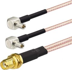 Bingfu 4G LTE Antenna Adapter Splitter SMA Female to Dual TS9 Connector Coaxial Pigtail Cable 6 inch 15cm Compatible with 4G LTE Mobile Hotspot MiFi Router Cellular Broadband USB Modem Dongle Adapter