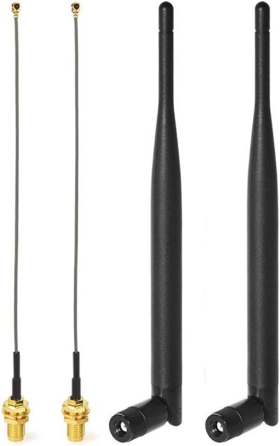 Bingfu Dual Band WiFi 2.4GHz 5GHz 5.8GHz 6dBi RP-SMA Male Antenna 15cm 6 inch U.FL IPX IPEX to RP-SMA Female Pigtail Cable 2-Pack for WiFi Router Wireless Mini PCI Express PCIE Network Card Adapter