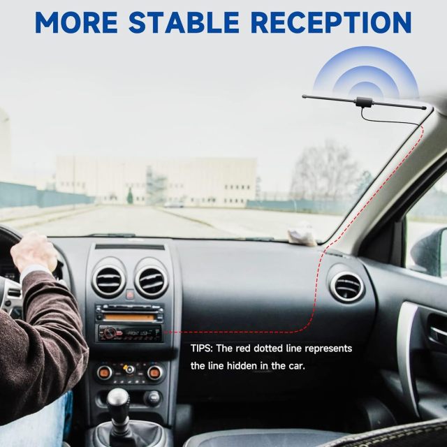 Bingfu Car Antenna Car FM AM Radio Dipole Antenna Adhesive Mount Car Stereo Antenna for Vehicle Truck SUV Car Radio Stereo in Dash Head Unit CD Media Receiver Player Audio Radio Marine Boat Radio