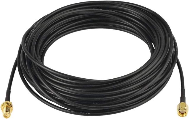 BINGFU RP-SMA Male to RP-SMA Female Bulkhead Mount RG174 WiFi Antenna Extension Coaxial Cable 30 feet for WiFi Router Wireless Network Card USB Adapter Security IP Camera