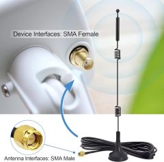 Bingfu Dual Band WiFi 2.4GHz 5GHz 5.8GHz 9dBi Magnetic Base SMA Male Antenna for Wireless Vedio Security Camera Surveillance Recorder Vehicle Truck Trailer Rear View Backup Camera Reversing Monitor